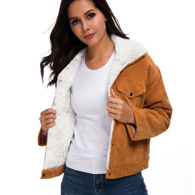 RP Lambskin-Padded Corduroy Long Jacket – Cozy Elegance for Any Occasion™