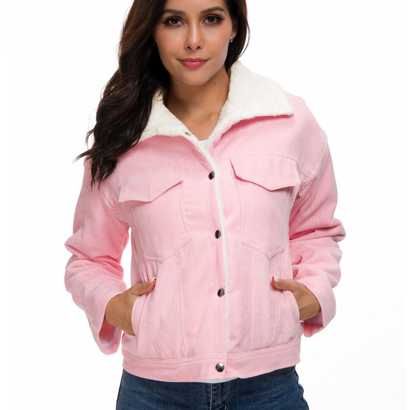 RP Lambskin-Padded Corduroy Long Jacket – Cozy Elegance for Any Occasion™