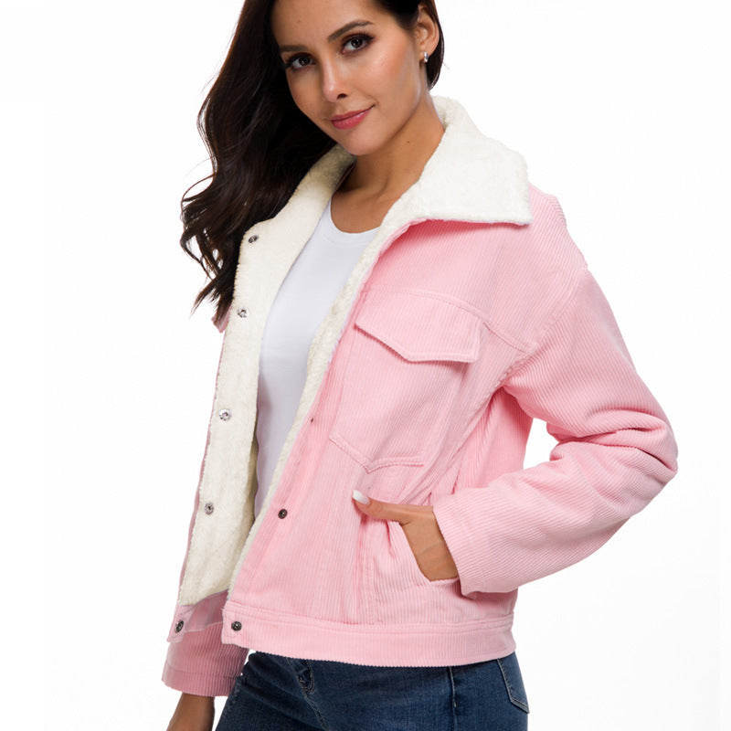 RP Lambskin-Padded Corduroy Long Jacket – Cozy Elegance for Any Occasion™