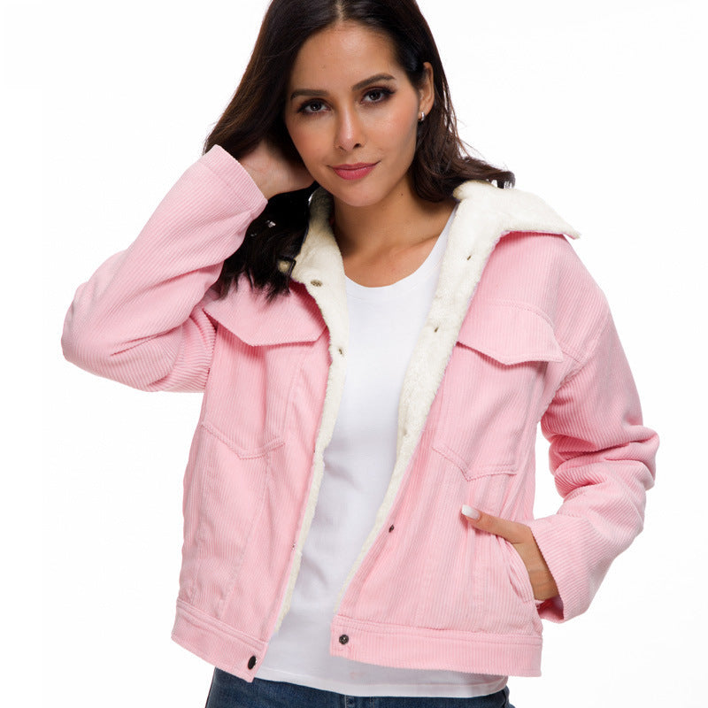 RP Lambskin-Padded Corduroy Long Jacket – Cozy Elegance for Any Occasion™