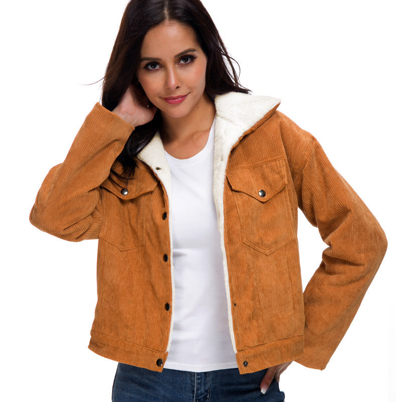 RP Lambskin-Padded Corduroy Long Jacket – Cozy Elegance for Any Occasion™