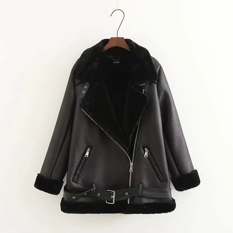 RP Unisex Trendy Belted PU Leather Jacket