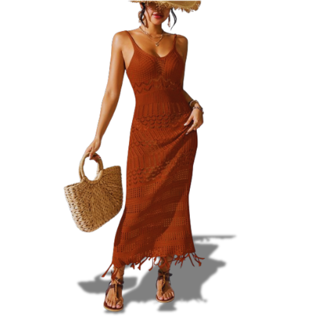 Cutout Sling Tassel Beach Dress