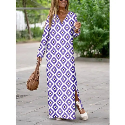 RP Geometric V-neck Long Dress