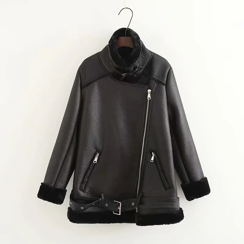 RP Unisex Trendy Belted PU Leather Jacket